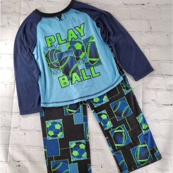 🧡Steve Blue Fleece 'Play Ball' Pajama Set Youth Small - Picture 2 of 6